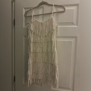 Francesca’s white fringe dress- Audrey park brand